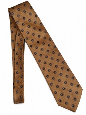 Ermenegildo Zegna 100% Silk Bronze Geometric Men's Tie Made in Italy Like New!